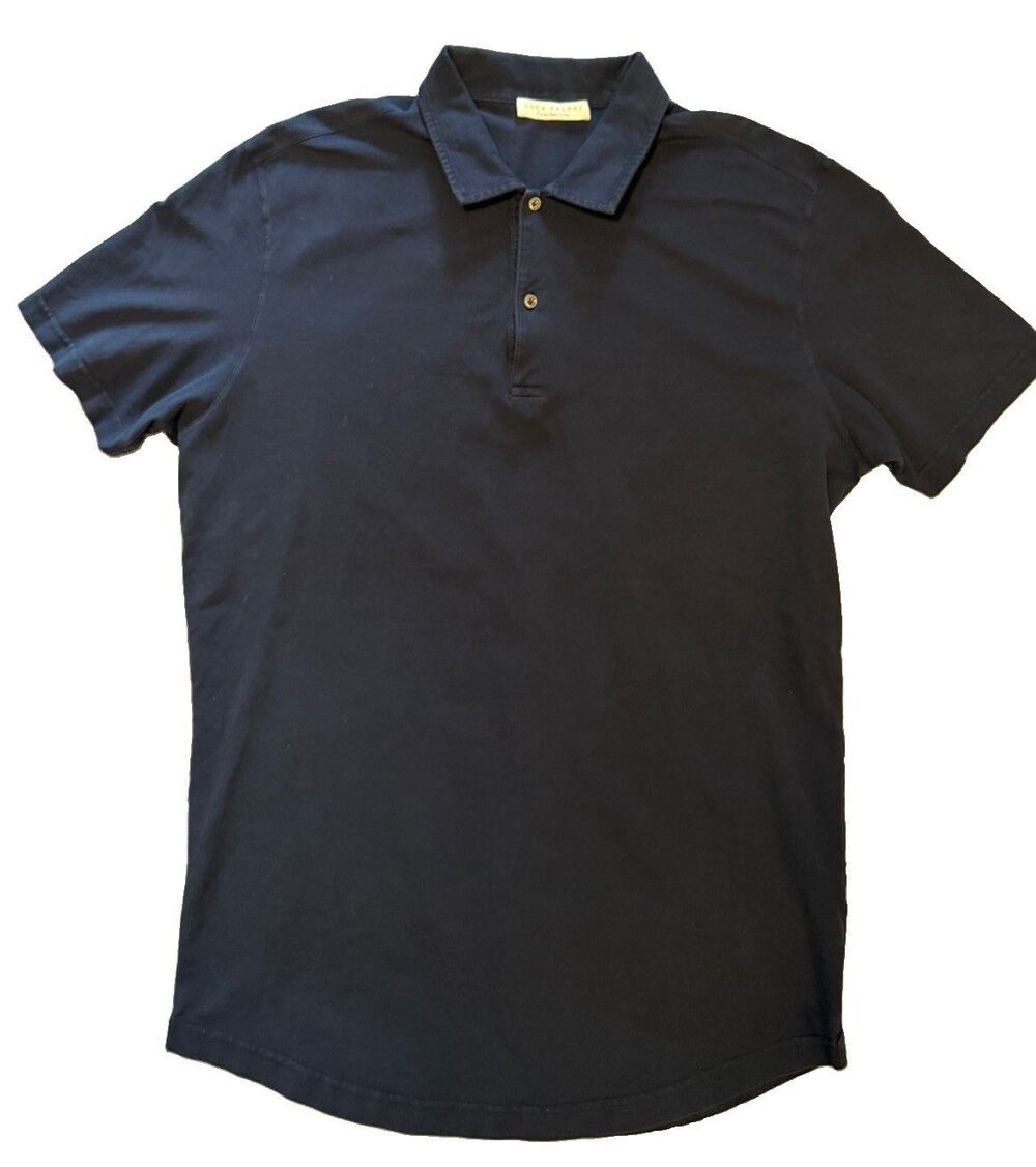 Luca Faloni Mens XL Navy Blue Short Sleeve Cotton Polo Shirt Made in Italy